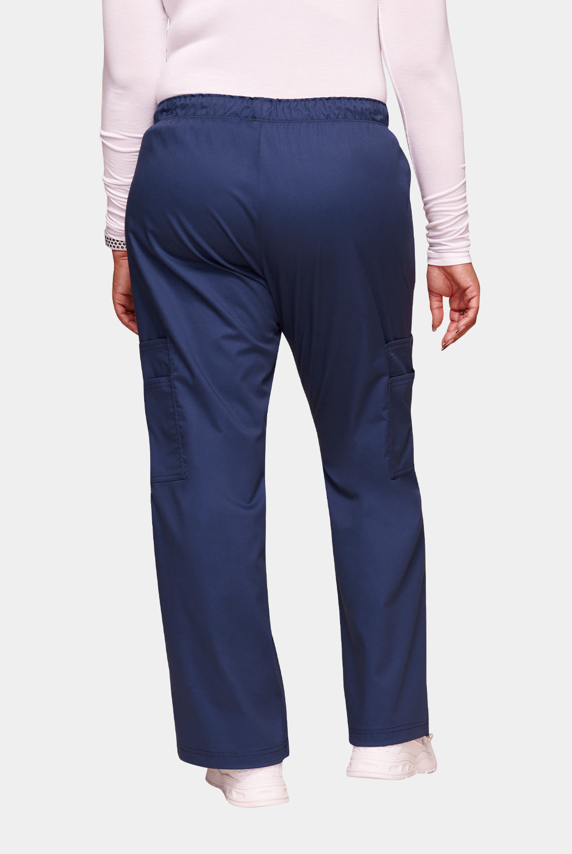 Cherokee Core Stretch Mid Rise Pull-On Cargo Scrub Trousers WWE4005-Navy-Back