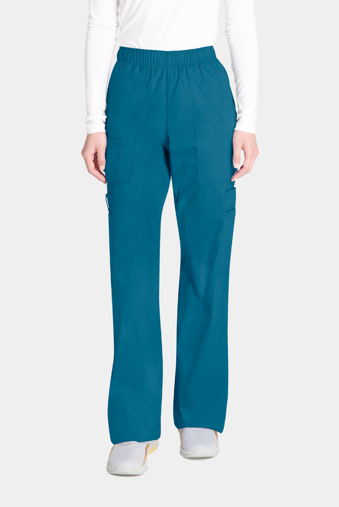 Cherokee Core Stretch Mid Rise Pull-On Cargo Scrub Trousers WWE4005-Caribbean