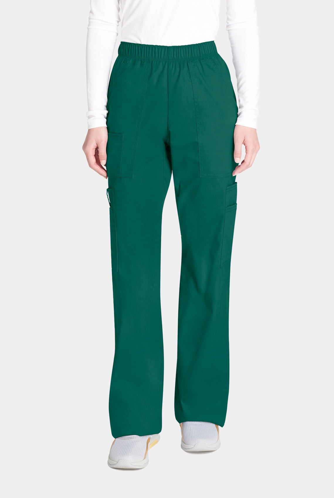 Cherokee Core Stretch Mid Rise Pull-On Cargo Scrub Trousers WWE4005-Hunter