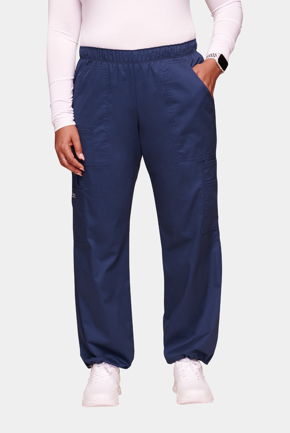 Cherokee Core Stretch Mid Rise Pull-On Cargo Scrub Trousers WWE4005-Navy