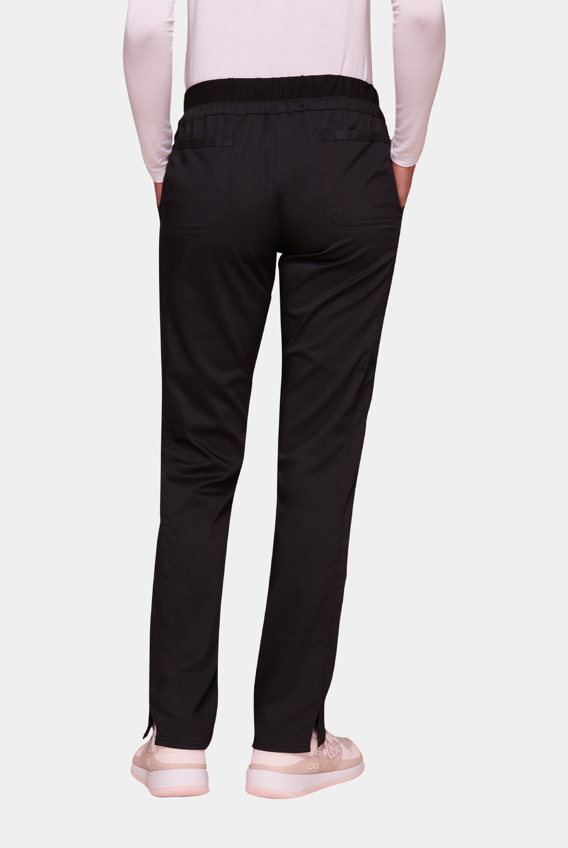 Cherokee WW Revolution Mid Rise Tapered Leg Drawstring Scrub Trousers WWE105-Black-Back