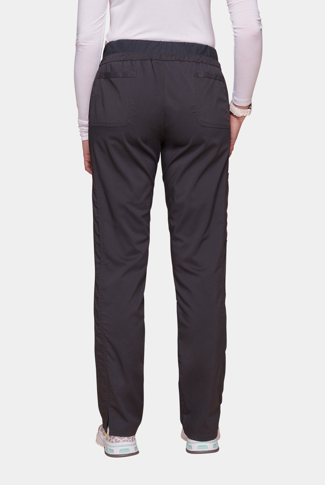 Cherokee WW Revolution Mid Rise Tapered Leg Drawstring Scrub Trousers WWE105-Pewter-Back