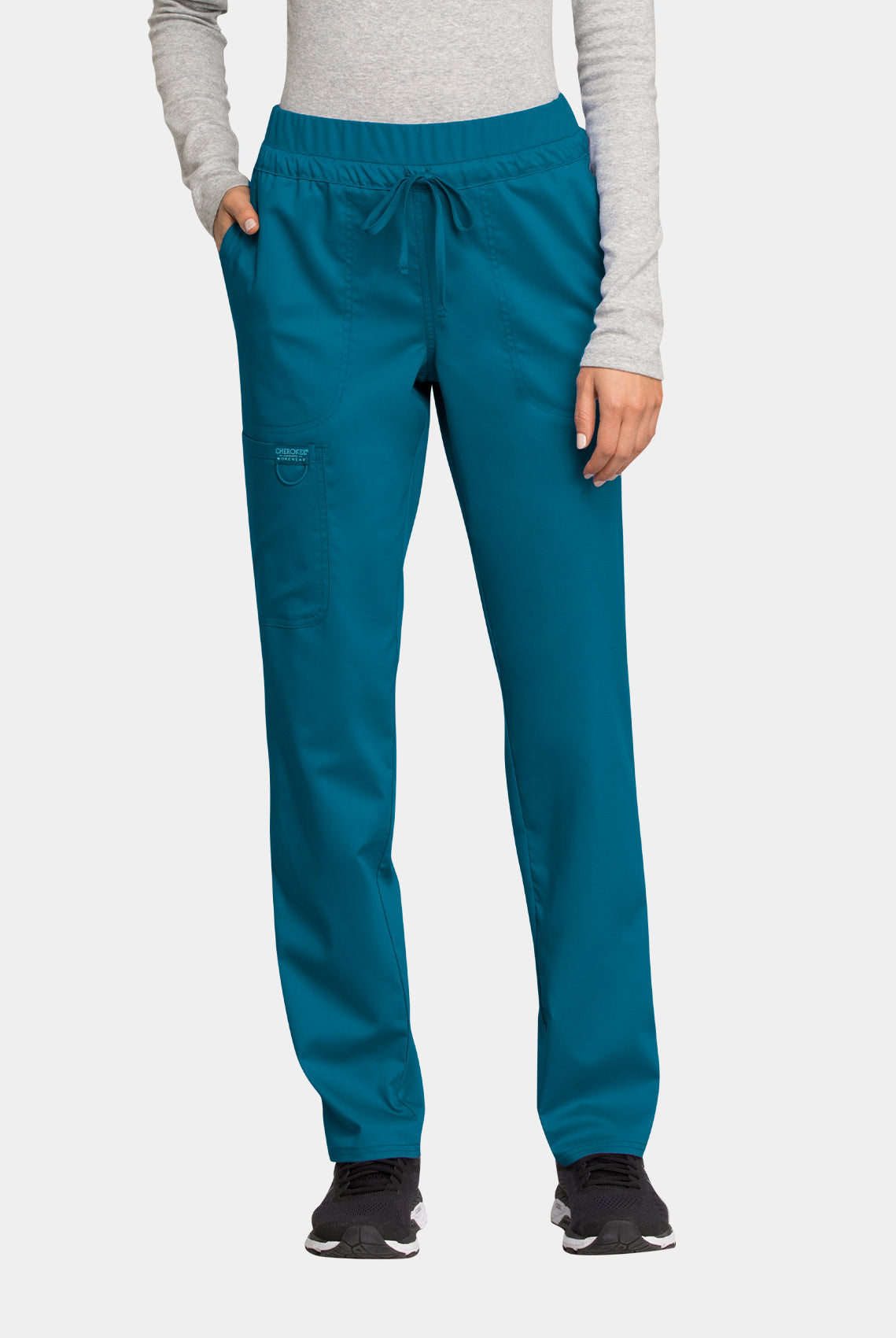 Cherokee WW Revolution Mid Rise Tapered Leg Drawstring Scrub Trousers WWE105-Caribbean