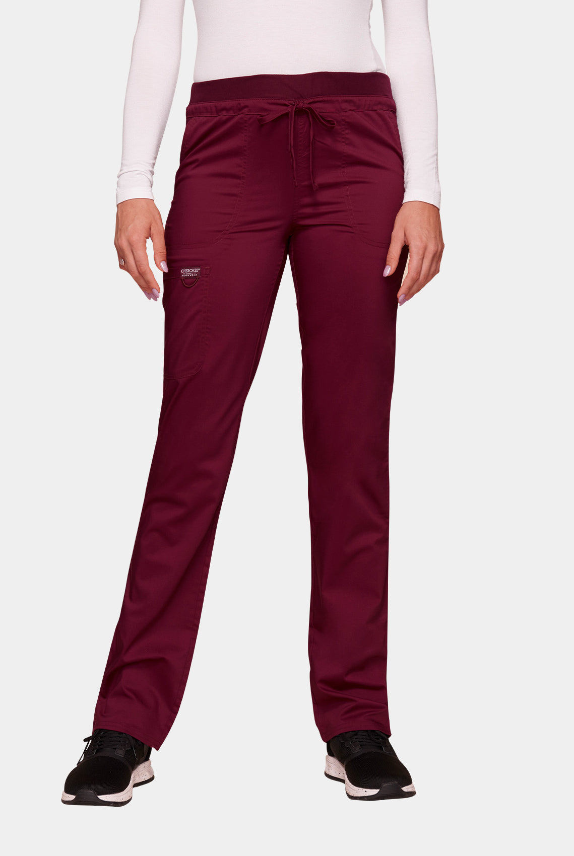 Cherokee WW Revolution Mid Rise Tapered Leg Drawstring Scrub Trousers WWE105-Wine