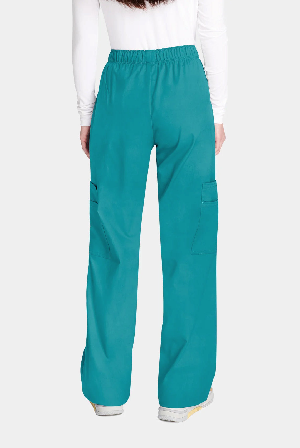Cherokee Core Stretch Mid Rise Pull-On Cargo Scrub Trousers WWE4005 Teal
