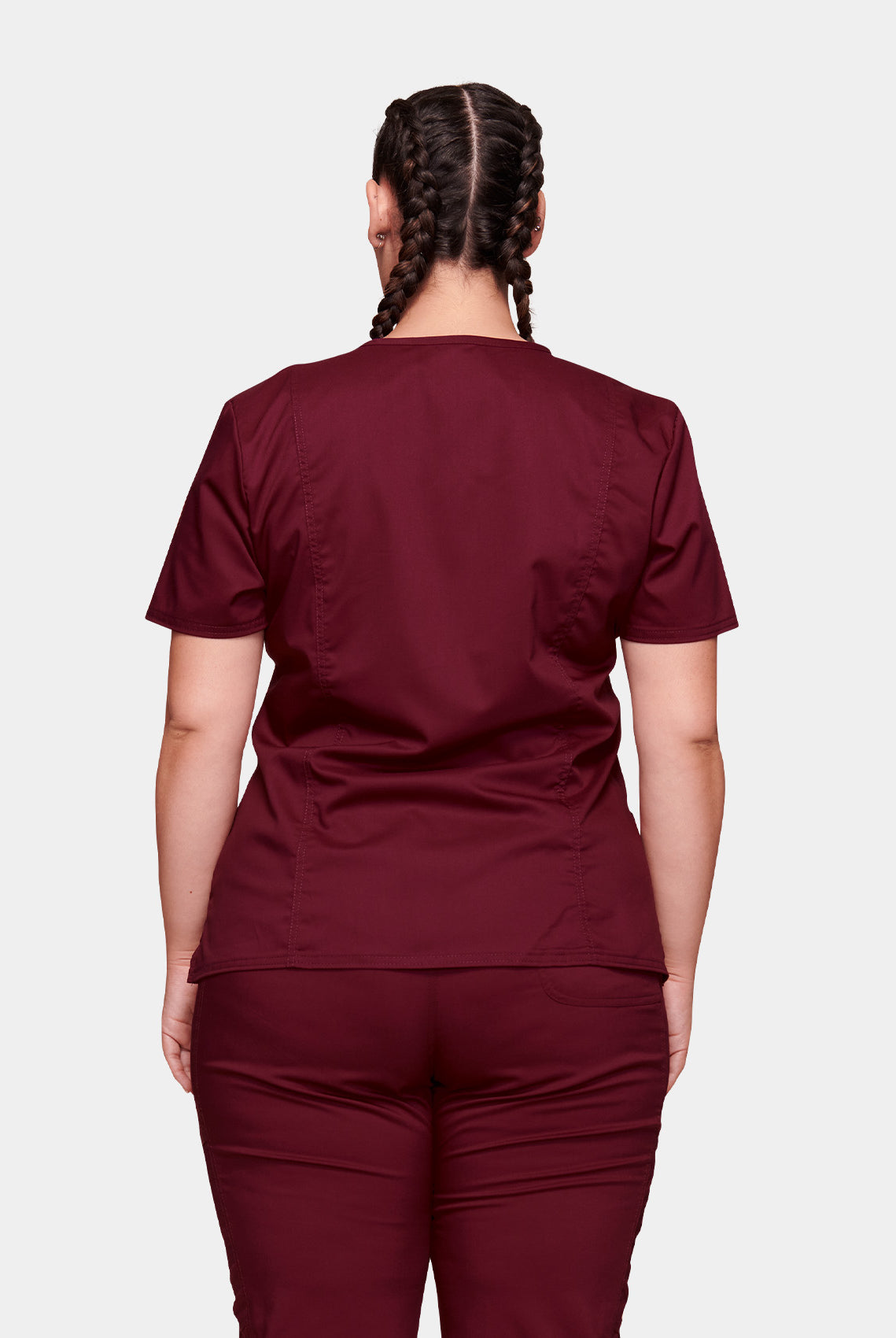 Cherokee WW Revolution Mock Wrap Scrub Top WWE610-Wine-Back