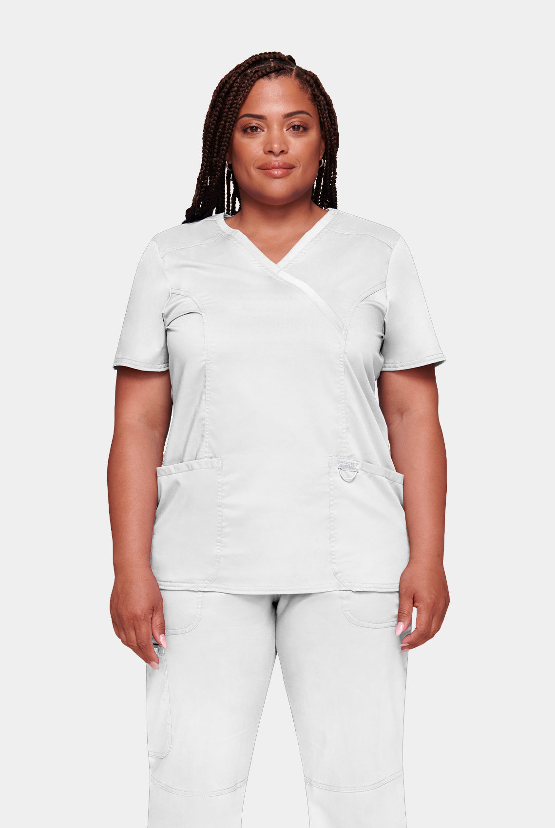 Cherokee WW Revolution Mock Wrap Scrub Top WWE610-White