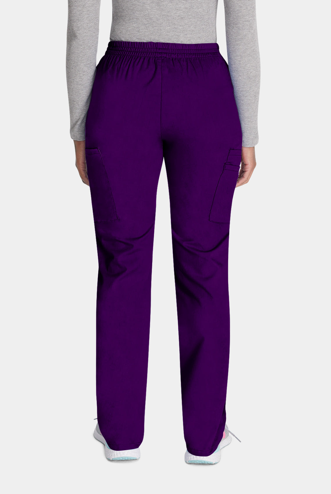 Dickies EDS Signature Ladies Natural Rise Tapered Leg Pull-on Scrub Trousers 86106-Eggplant-Back