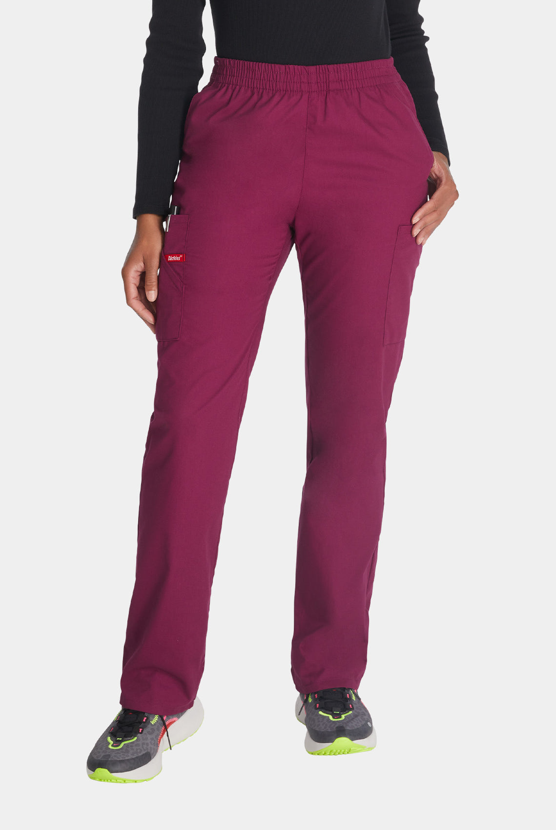Dickies EDS Signature Ladies Natural Rise Tapered Leg Pull-on Scrub Trousers 86106-Wine