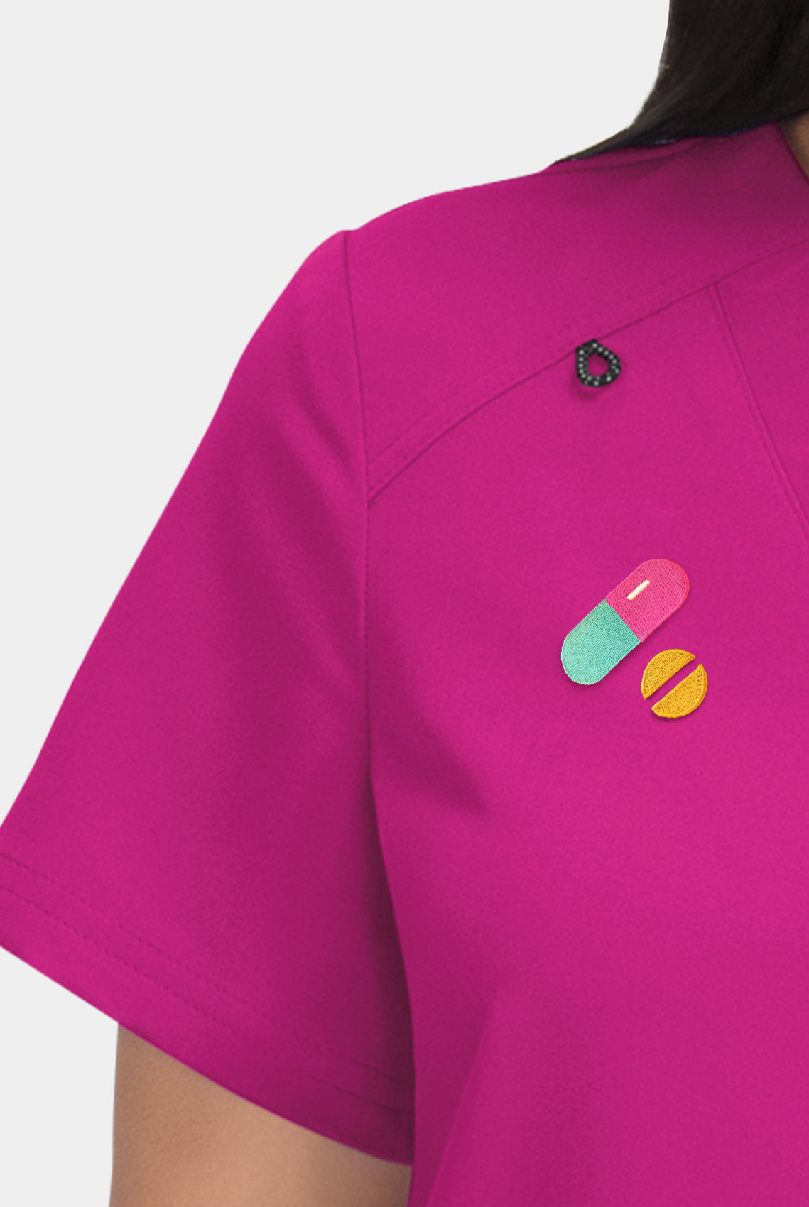 Azelea Pink Hustle and Heart embroidery close up