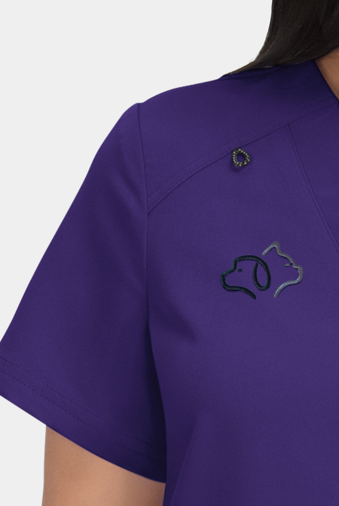 Hustle and heart grape embroidery close-up