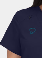 Hustle and heart navy embroidery close-up