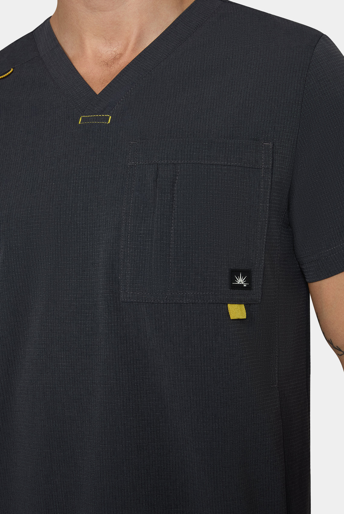 Men's Koi Solis Caldwell scrub top charcoal-closeup