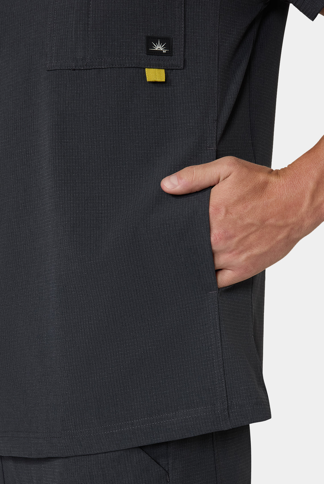 Men's Koi Solis Caldwell scrub top charcoal-closeup