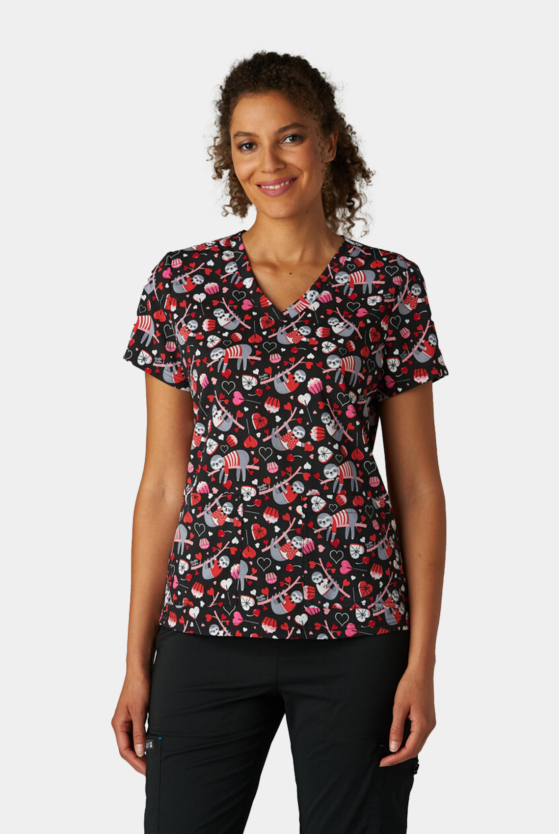 Koi Basics Leslie Scrub Top Slothy Kind of Love front