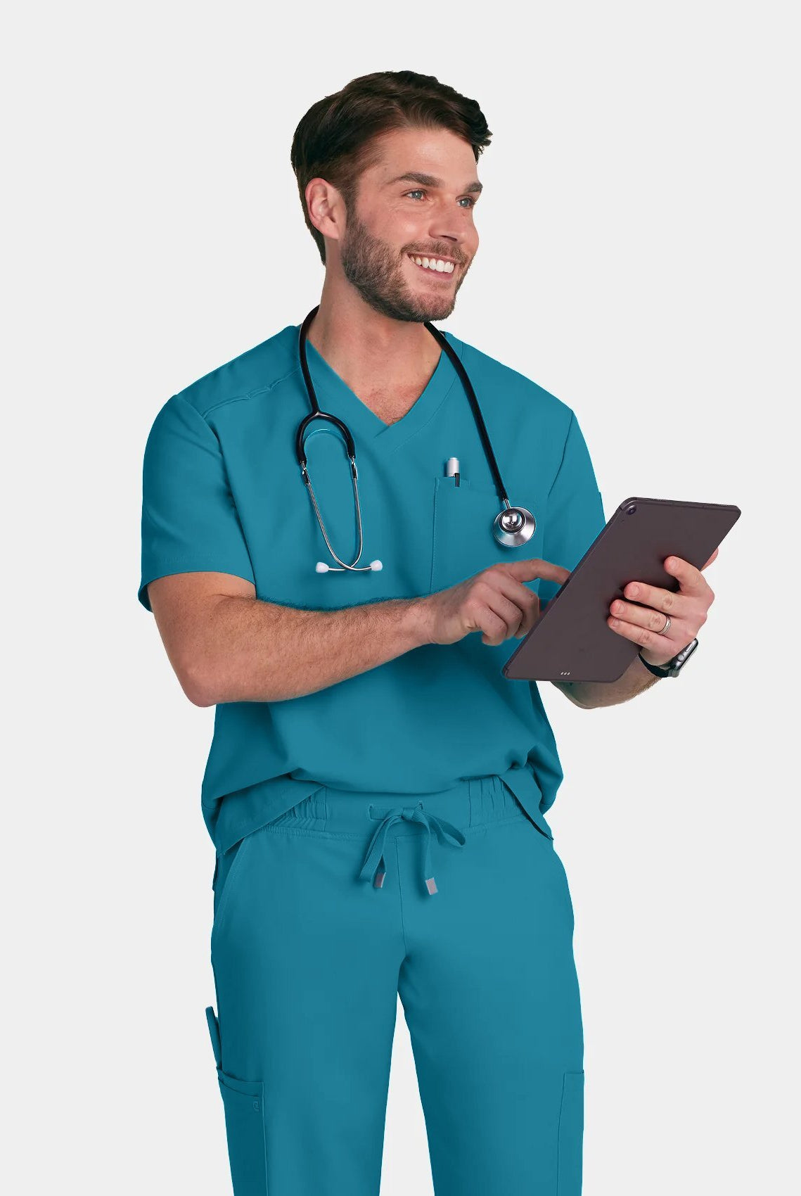 Men's Teal Scrubs model