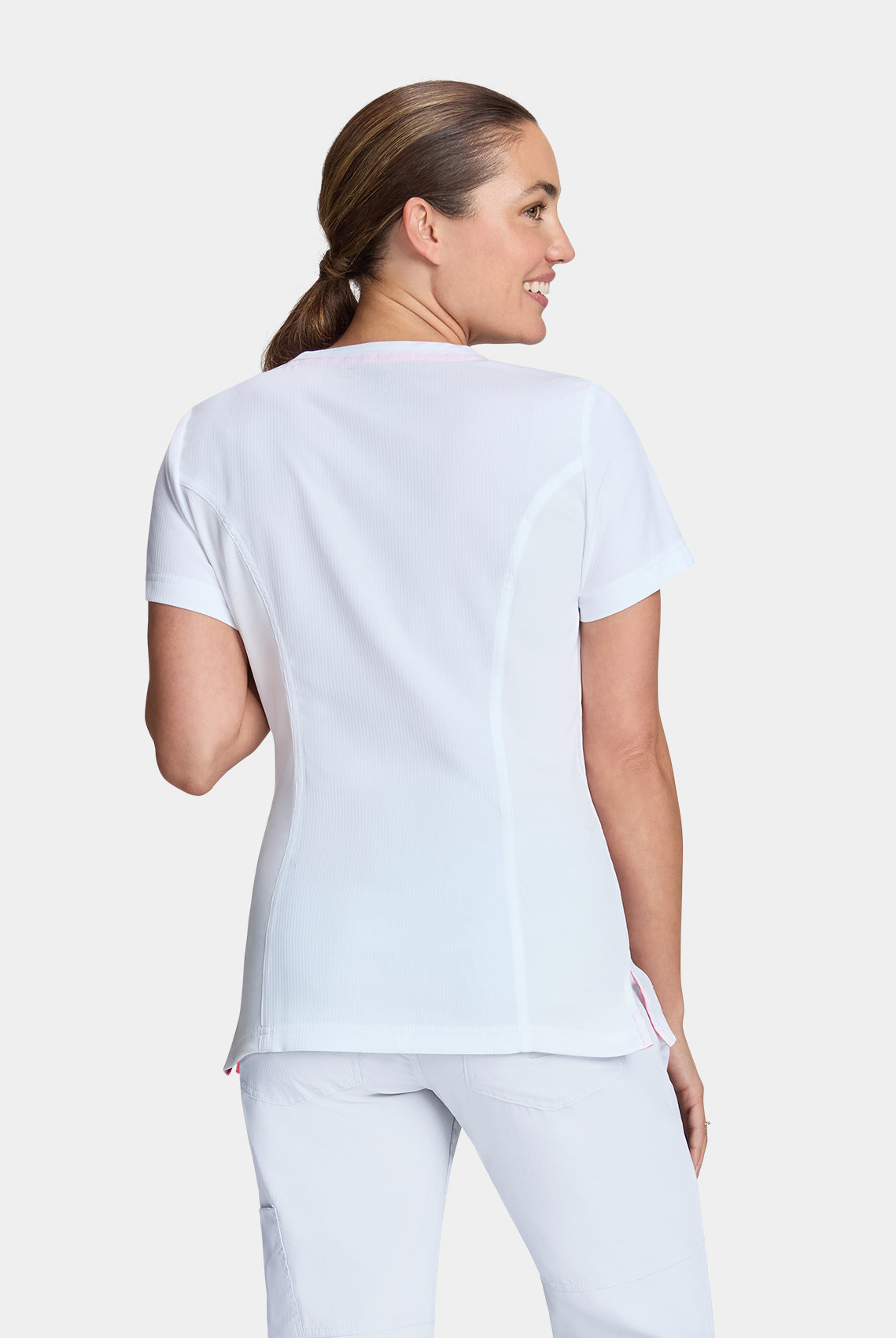 Koi lite serenity white scrub top back