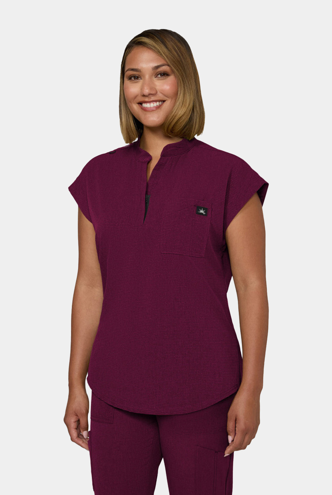 Koi Solis Catrin scrub top wine