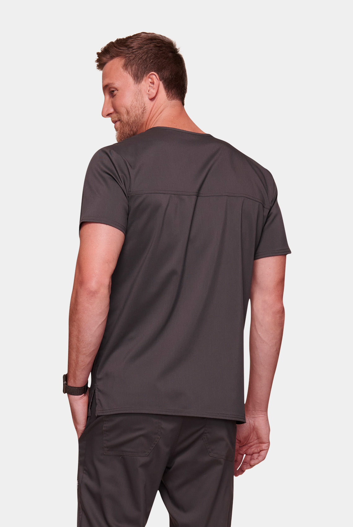 Cherokee WW Revolution Men's V-Neck Scrub Top WWE670-Pewter-Back