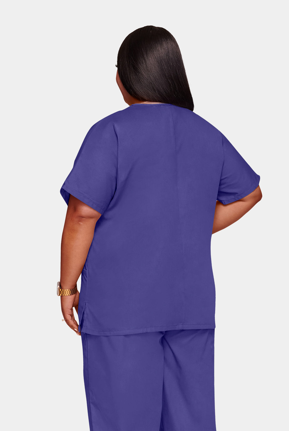 Cherokee Unisex Scrub Top - Grape - Back