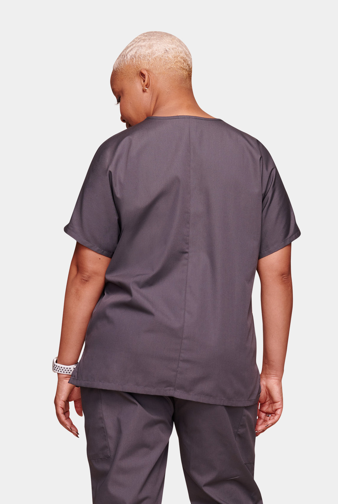 Cherokee Unisex Scrub Top - Pewter - Back