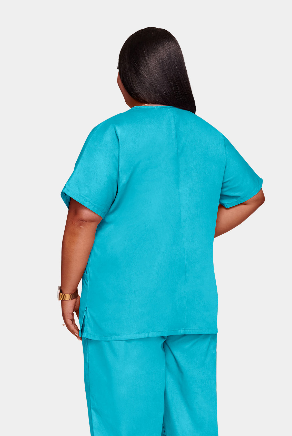 Cherokee Unisex Scrub Top - Turquoise - Back