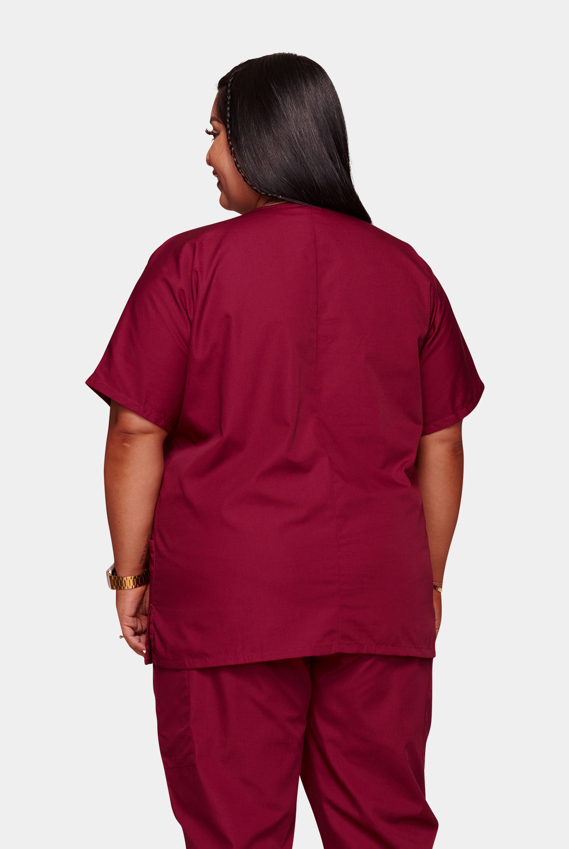 Cherokee Unisex Scrub Top - Wine - Back