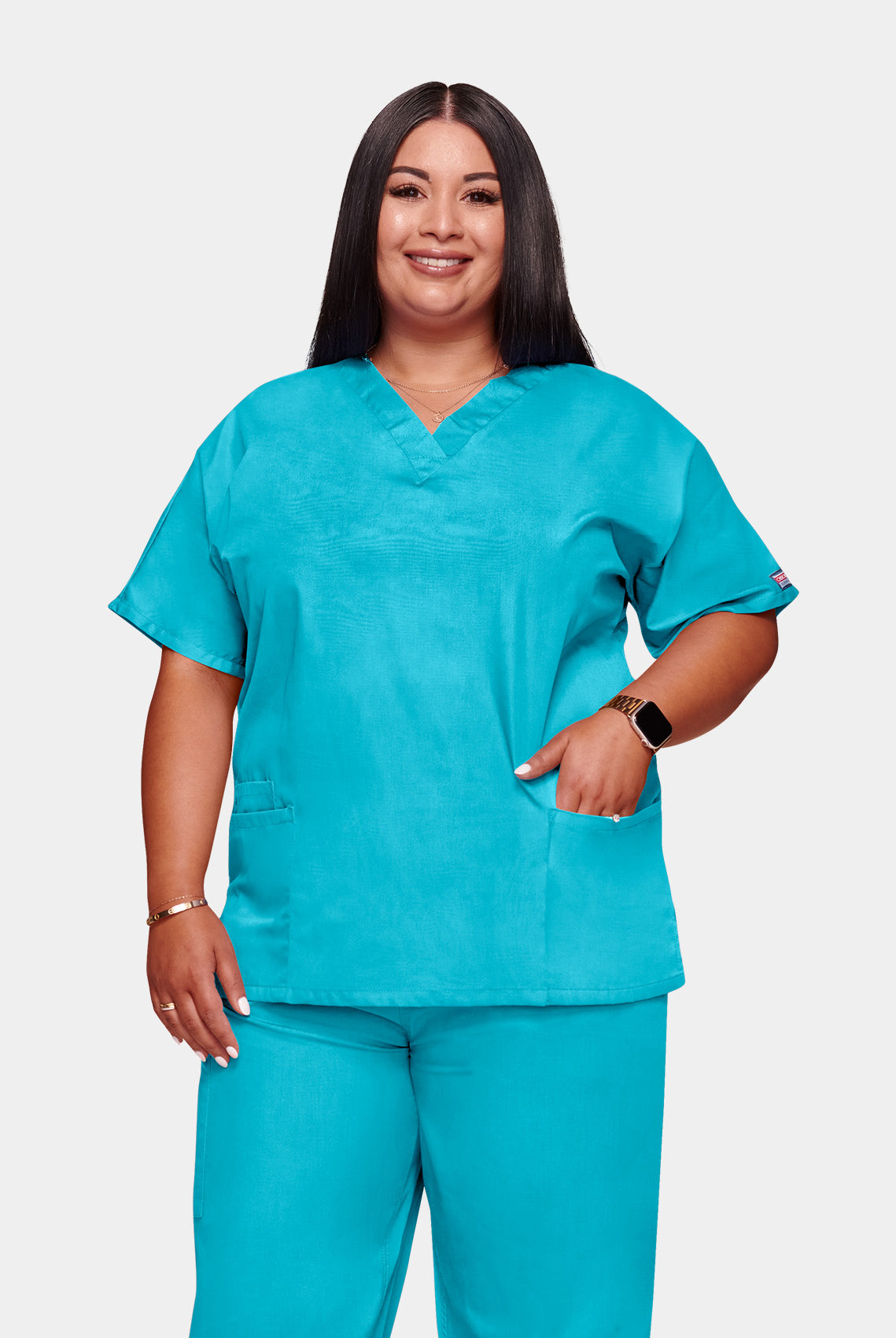 Cherokee Unisex Scrub Top - Turquoise