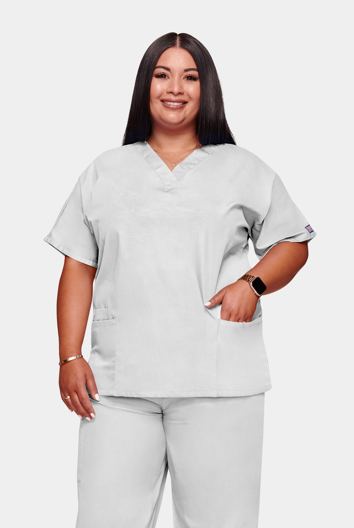 Cherokee Unisex Scrub Top - White