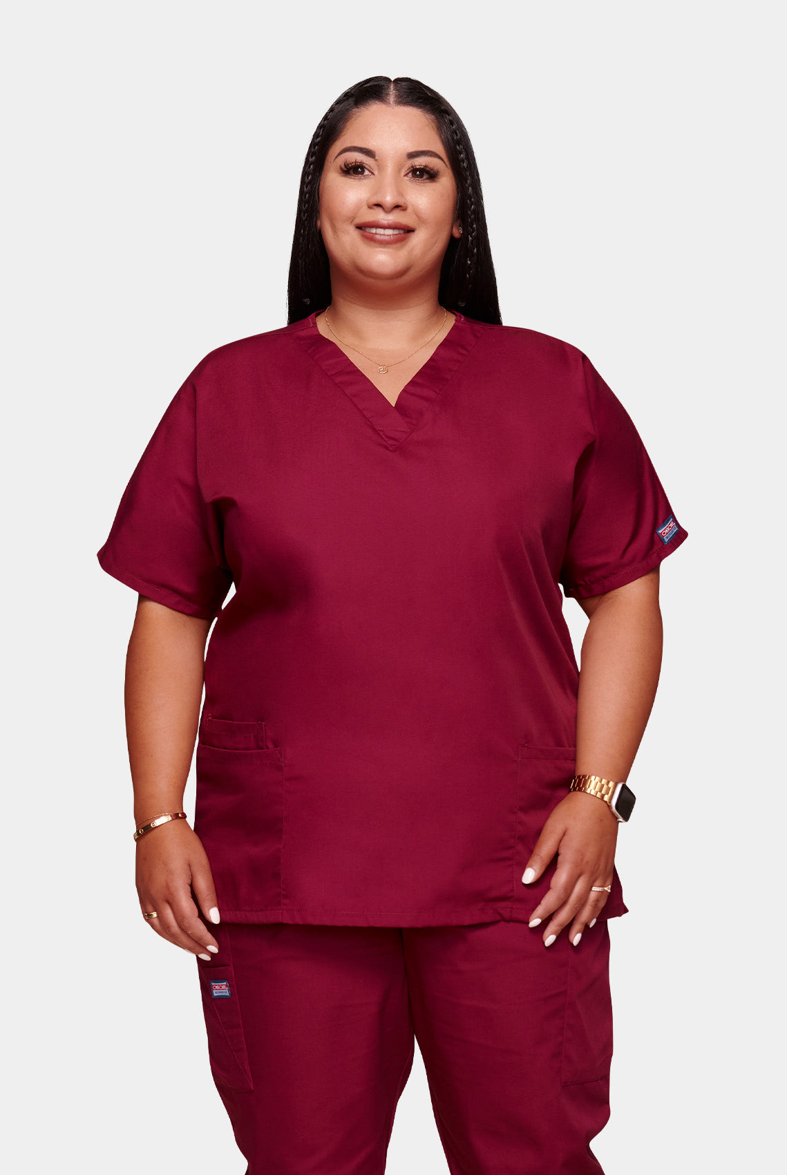 Cherokee Unisex Scrub Top - Wine