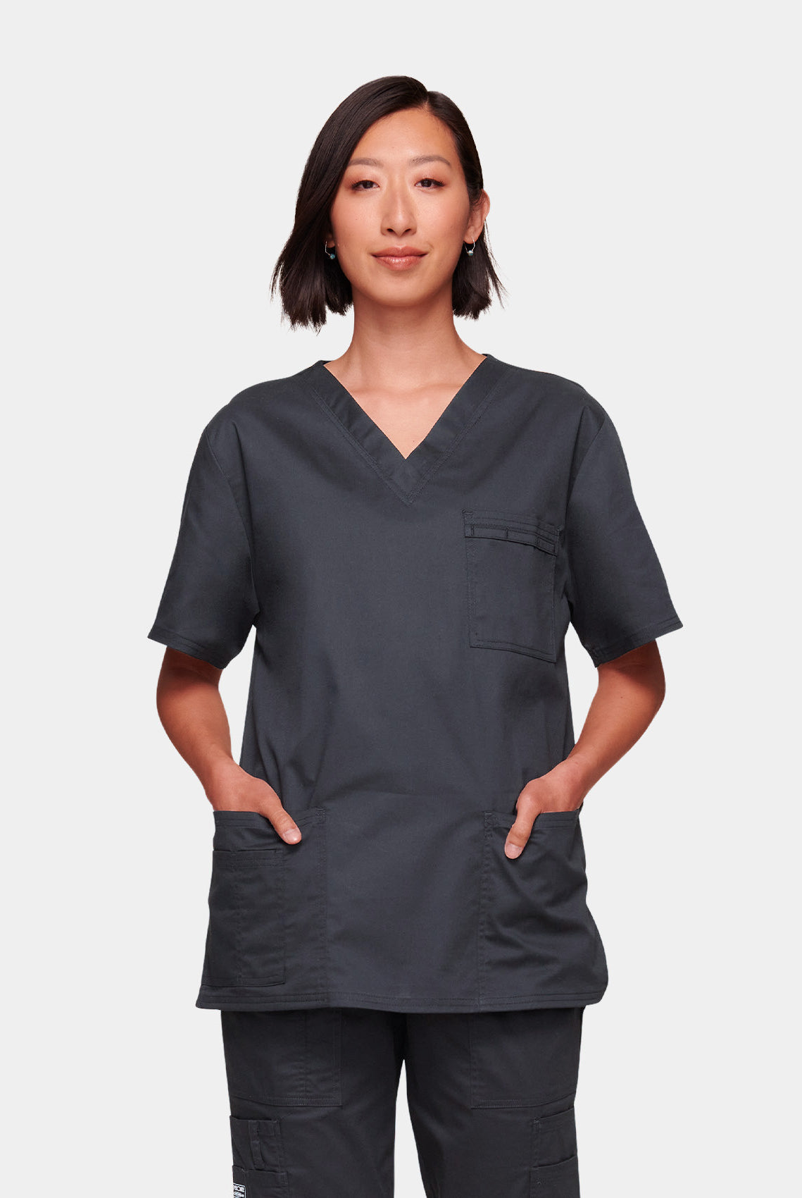 Cherokee Core Stretch Unisex V-Neck Scrub Top WWE4725 - Pewter