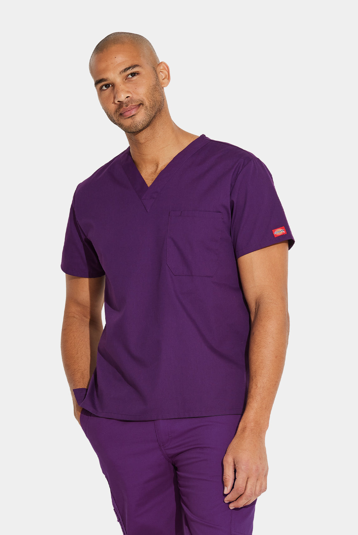 Dickies EDS Signature Unisex Tuckable V-Neck Scrub Top DKE83706-EggPlant