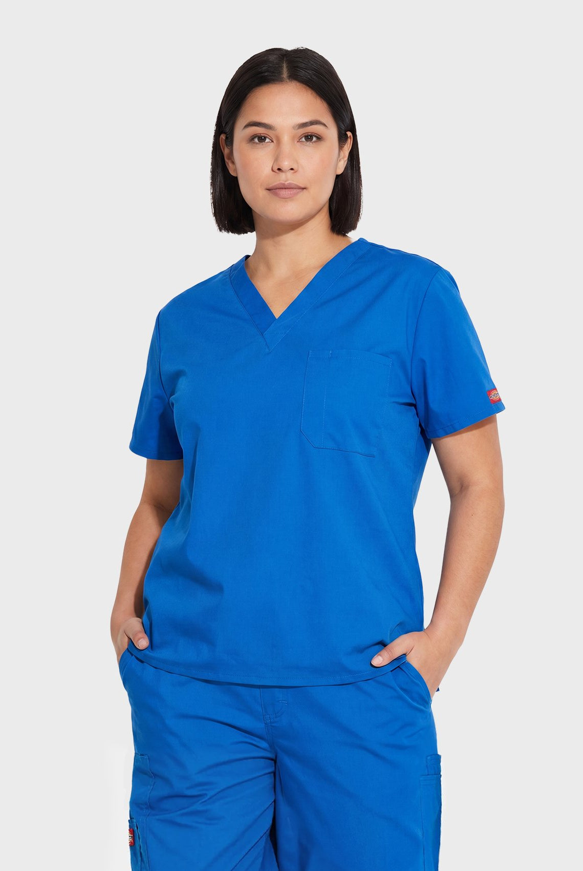 Unisex-Dickies-EDS-Signature-Tuckable-V-Neck-Top-DKE83706-front-royal-blue_3