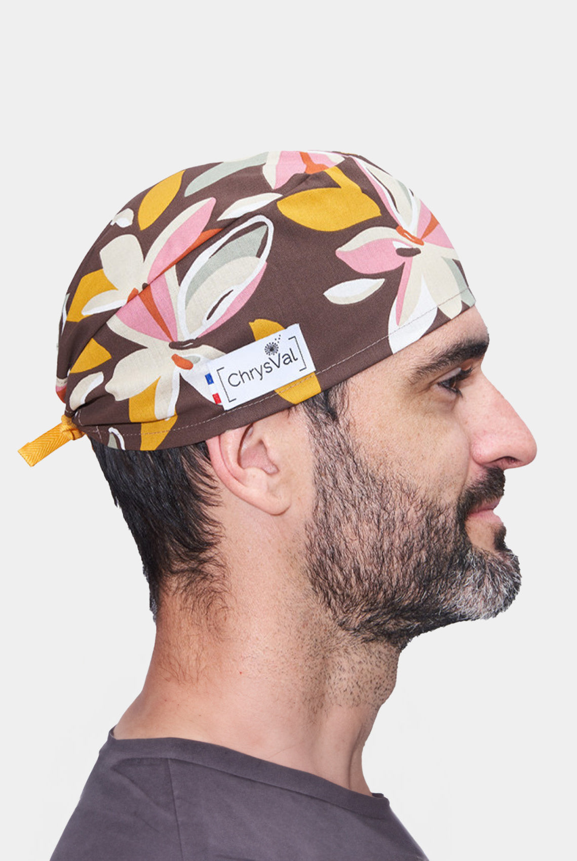 ChrysVal Long Scrub Hat - Retro Flowers - men