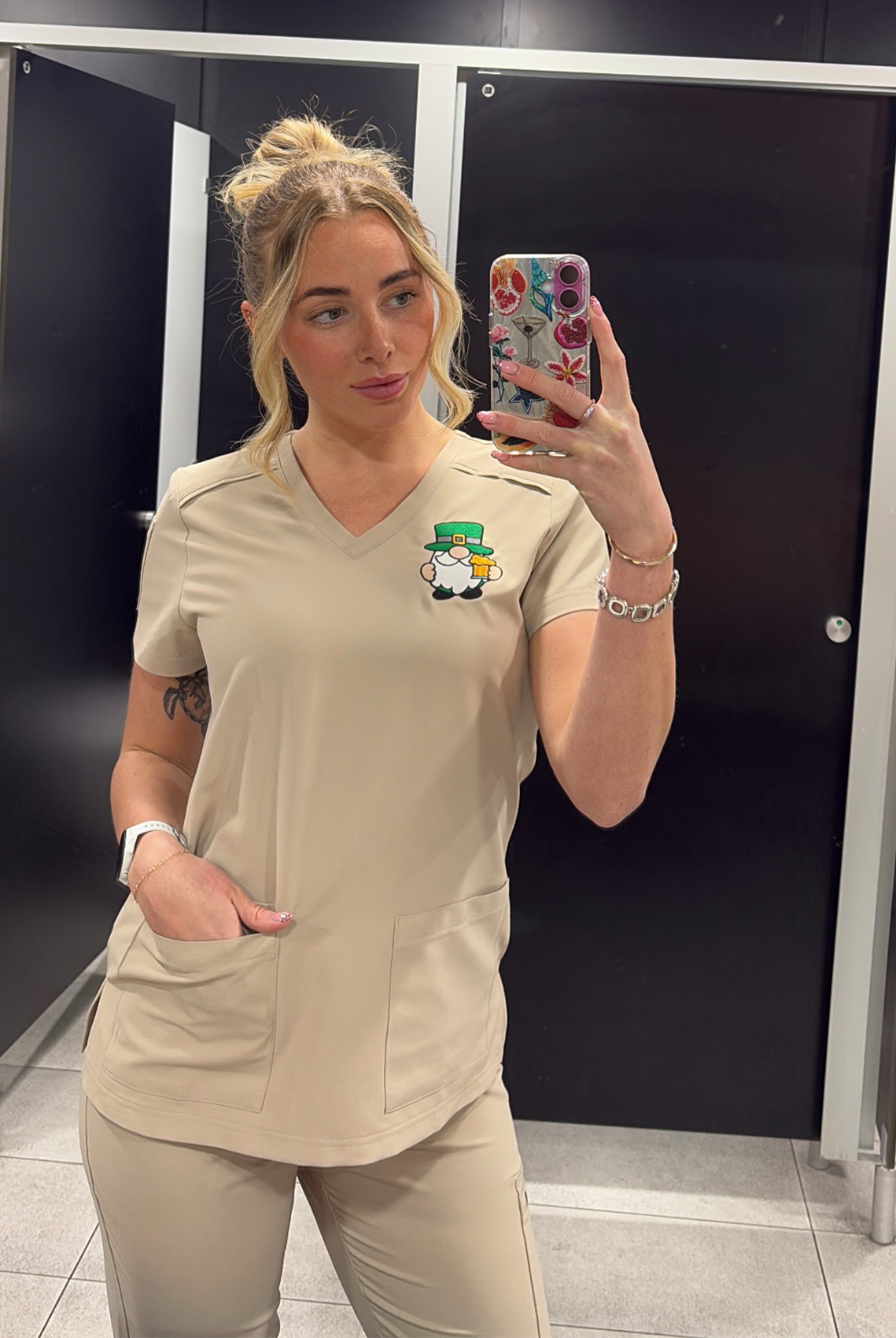 Koi Cureology Cardi Scrub Top - Khaki