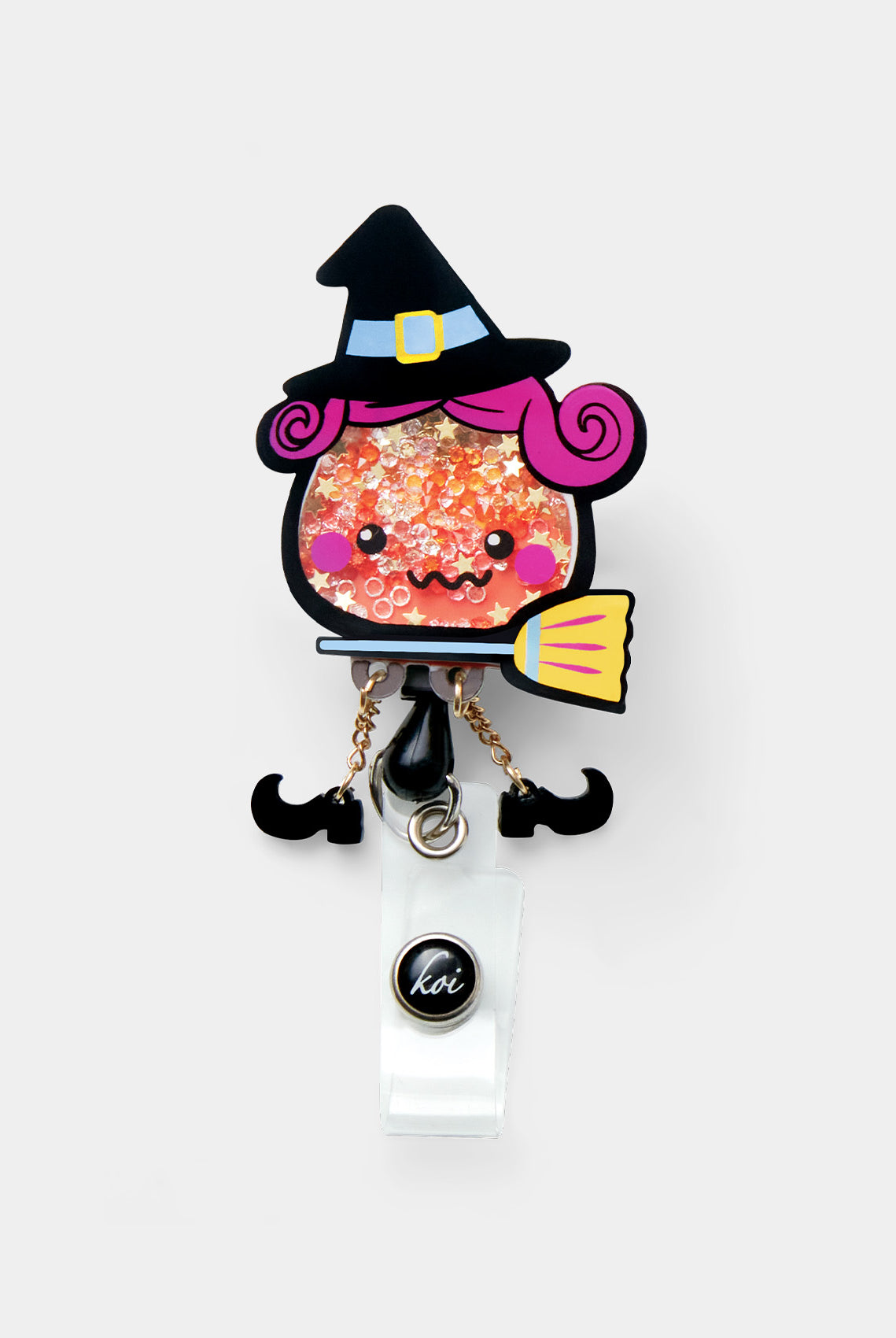 Koi Retractable Badge Reel - Candy Corn Witch
