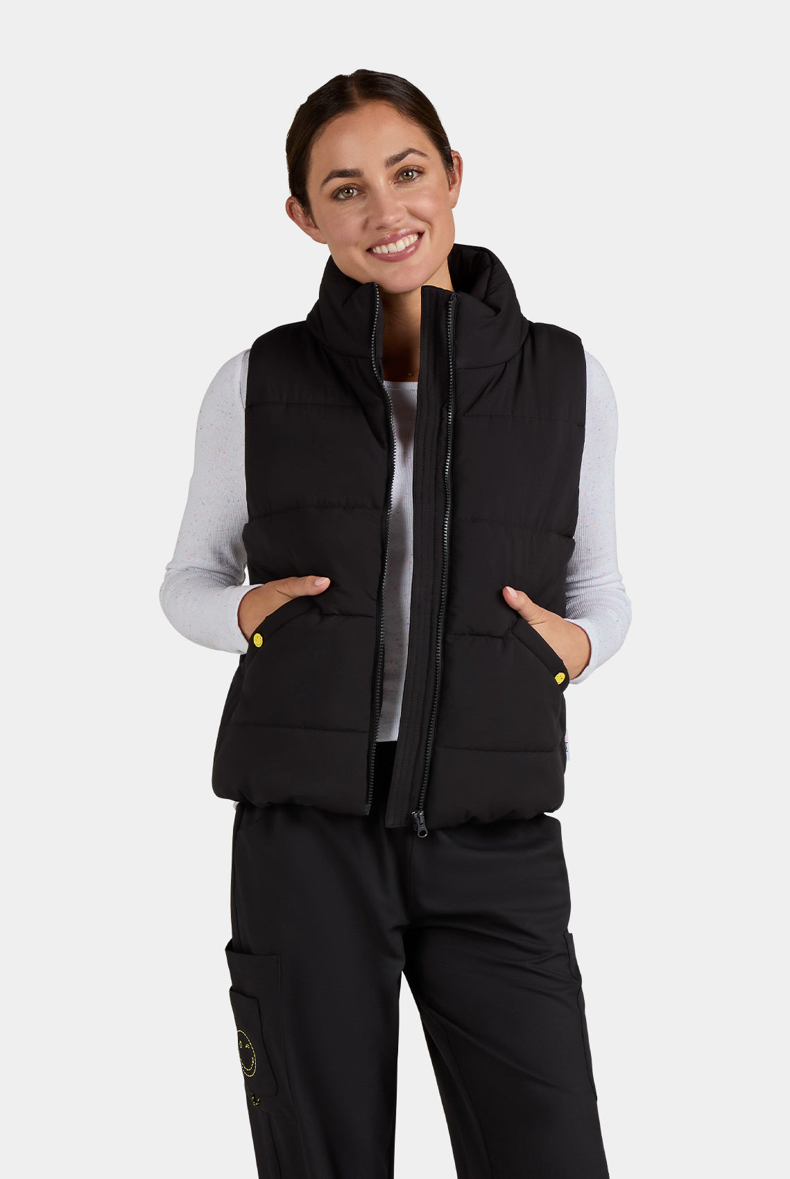 Koi Smiley World Delighted Vest - Black