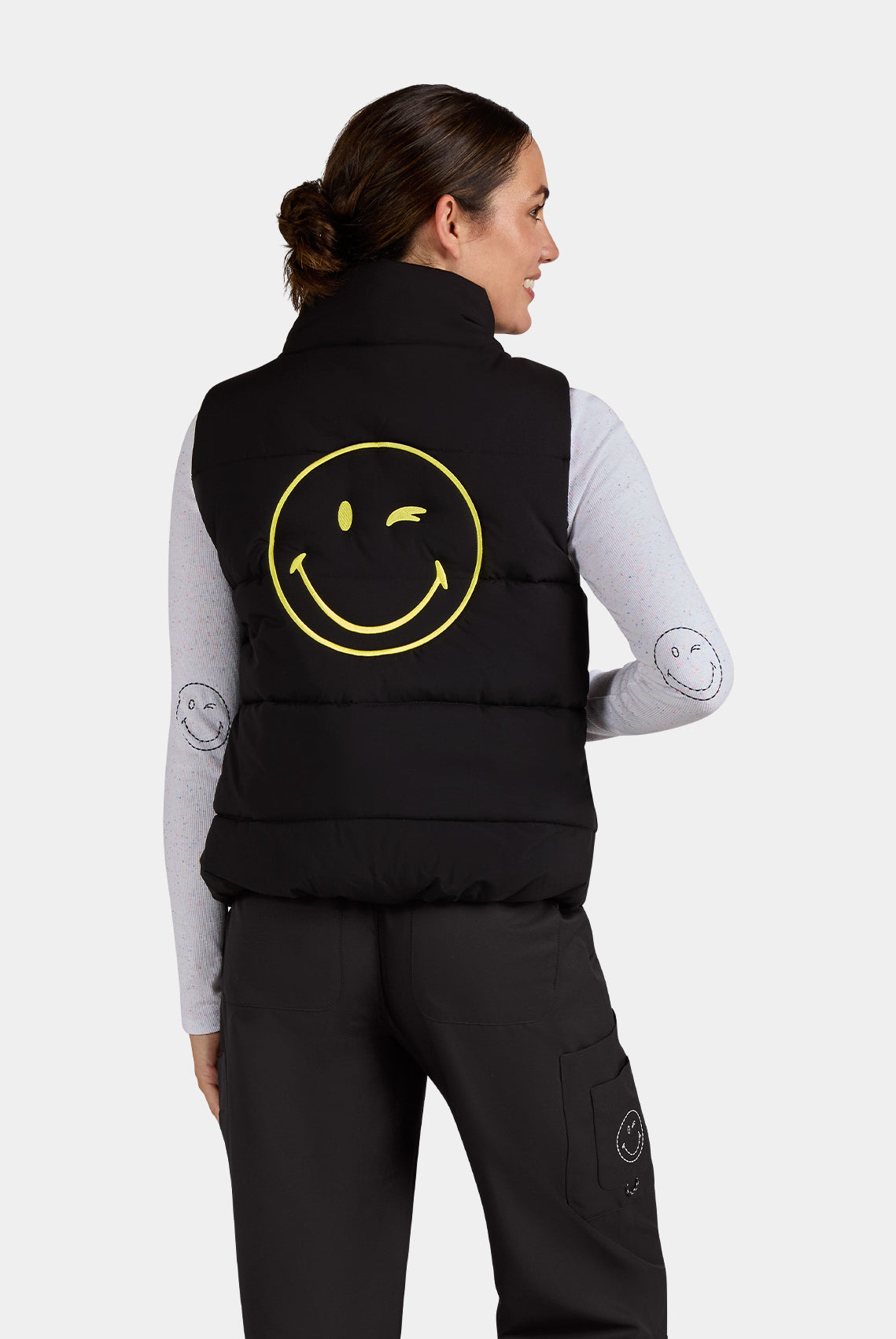 Koi Smiley World Delighted Vest - Black