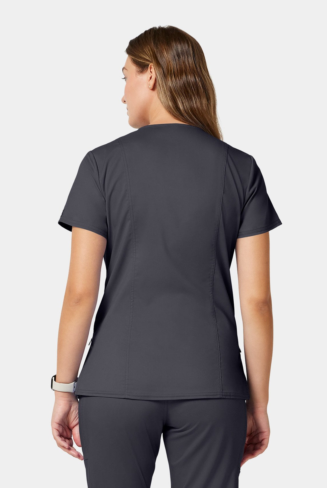 Cherokee WWE688 Maternity Scrub Top - Pewter - Back facing