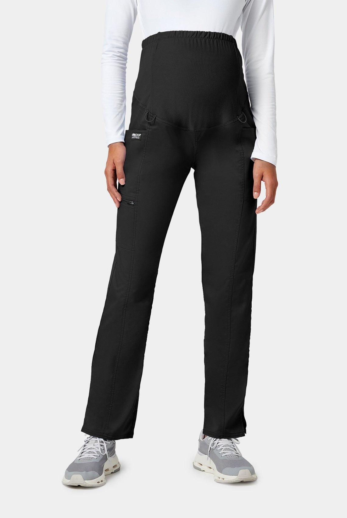 Maternity Cherokee WWE155 black scrub trousers front facing image