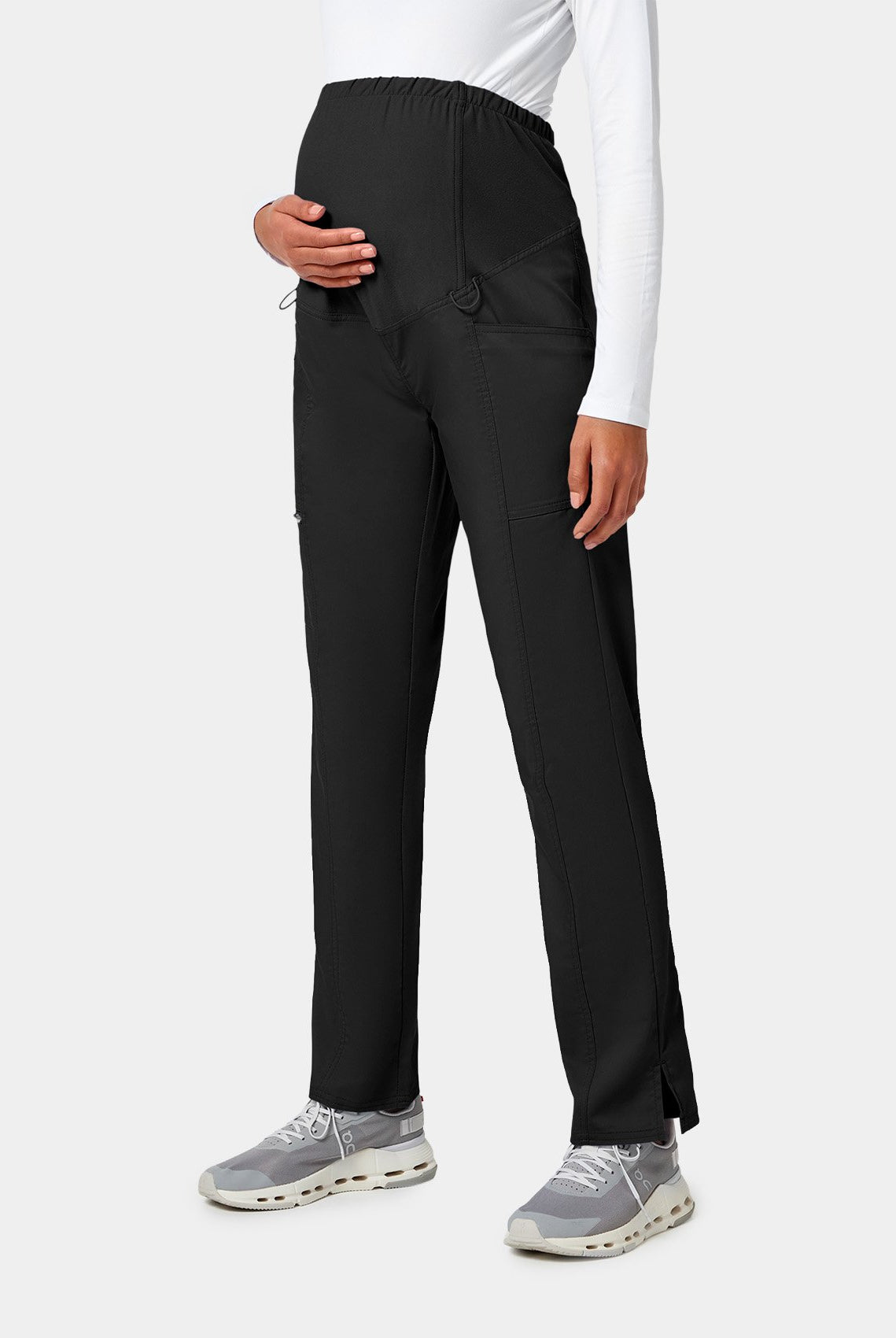 Maternity Cherokee WWE155 black scrub trouser left side image
