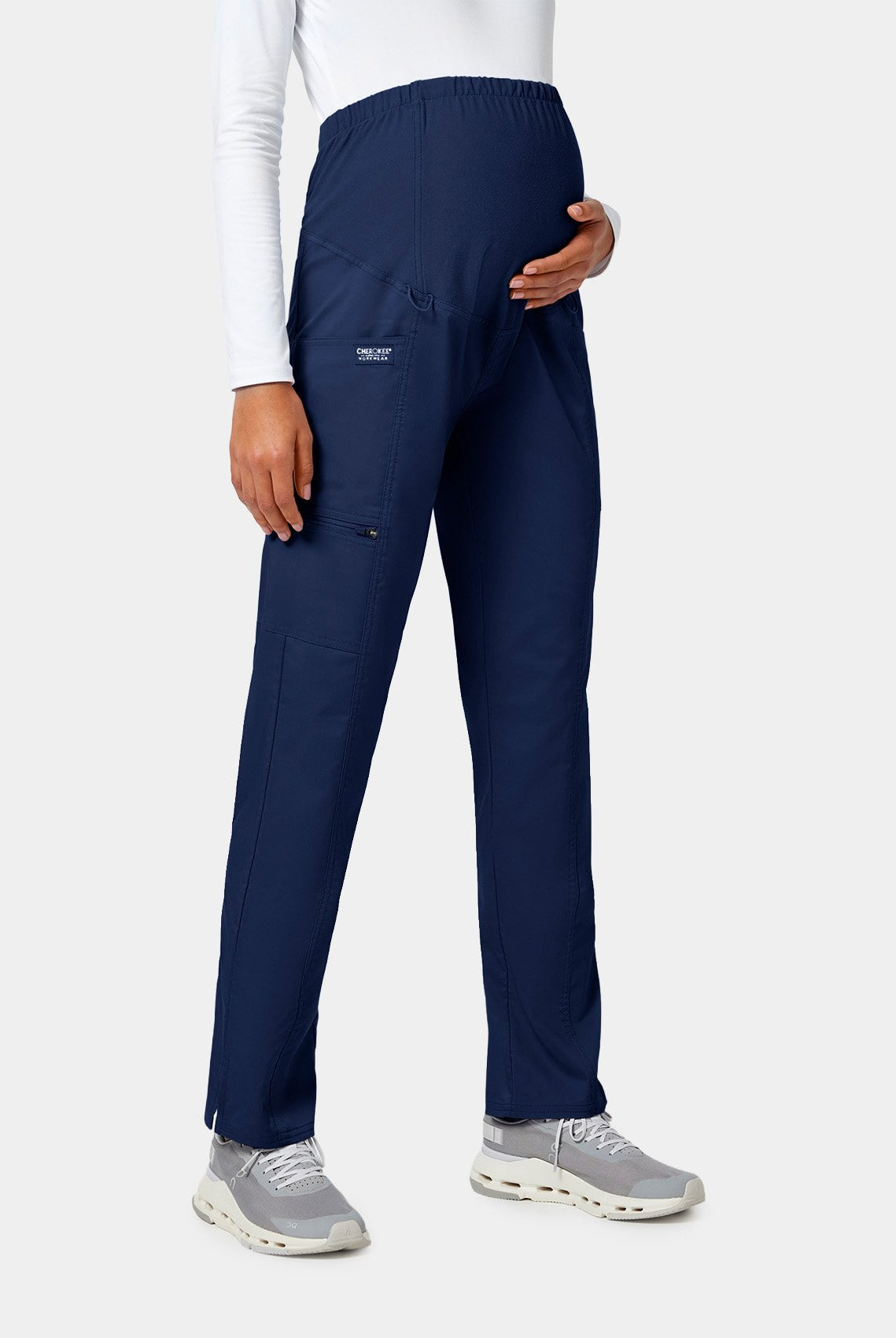 Cherokee WW Revolution Maternity Straight Leg Scrub Trousers WWE155-Navy-Right side