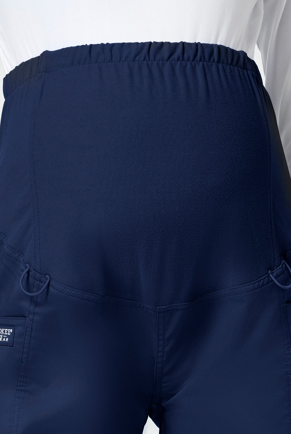 Cherokee WW Revolution Maternity Straight Leg Scrub Trousers WWE155-Navy- Up close waistband