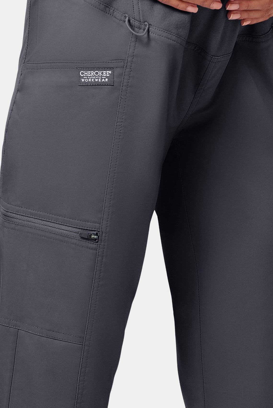 Cherokee Maternity Scrub Trousers WWE155 - Pewter - Up close side