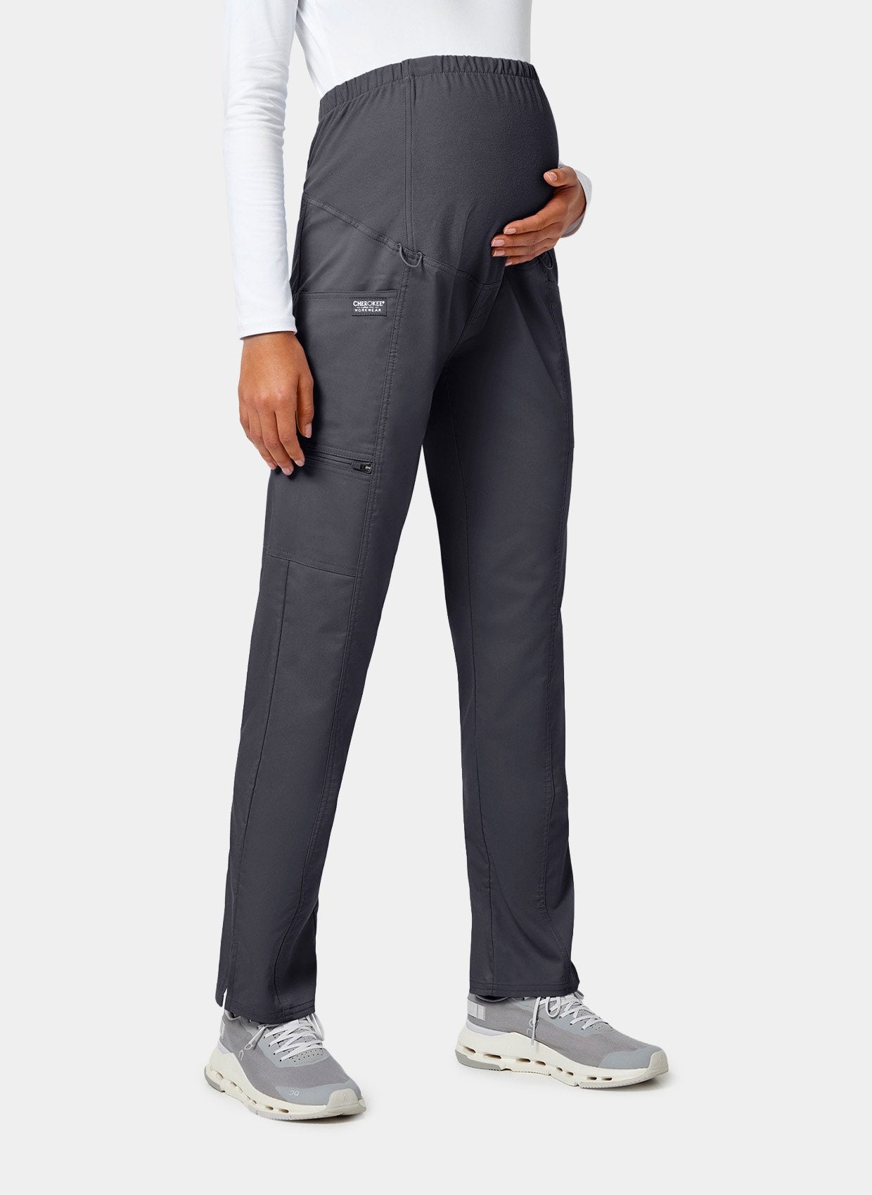 Cherokee Maternity Scrub Trousers WWE155 - Pewter - Side facing