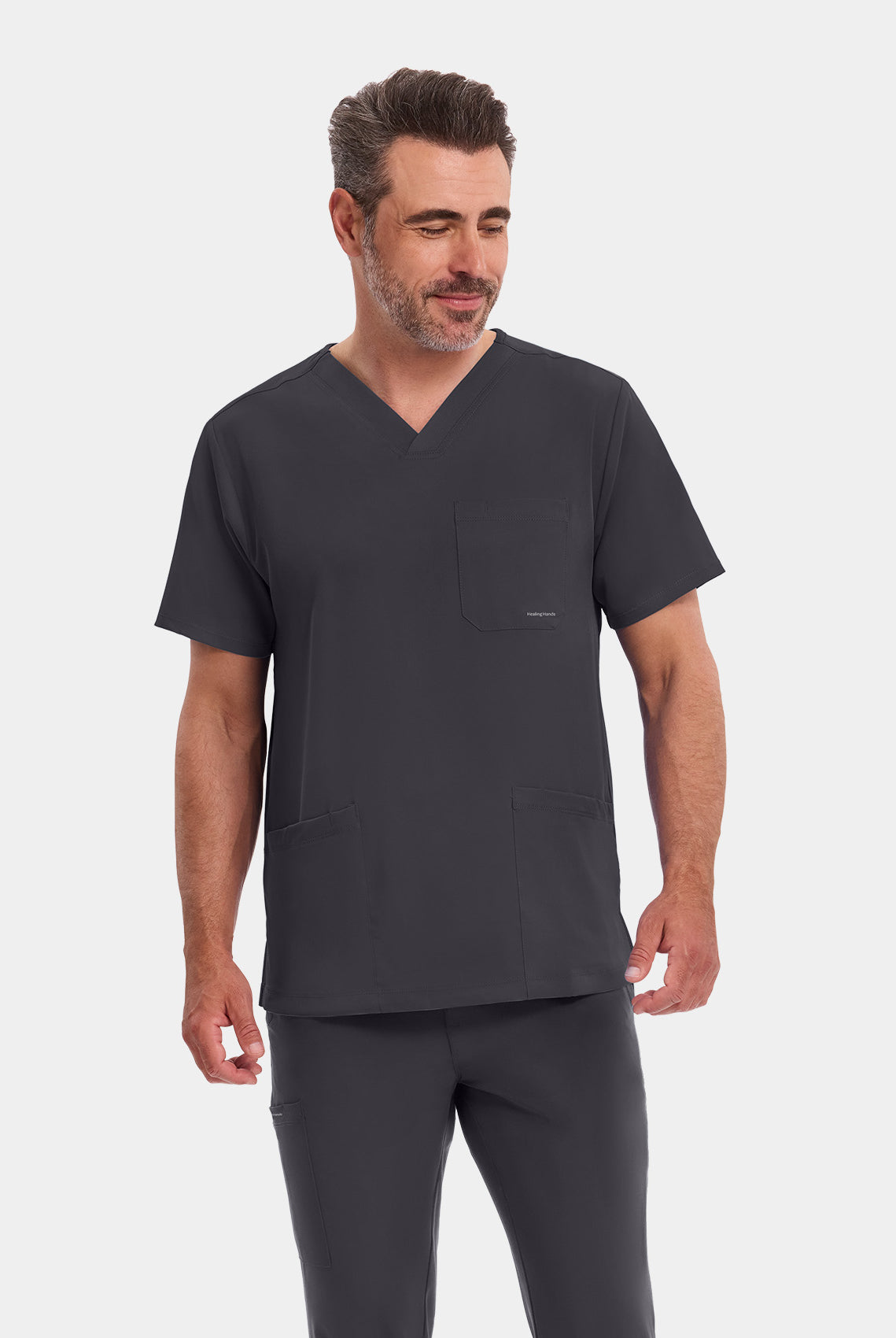 Healing Hands Mathew Scrub Top - Pewter