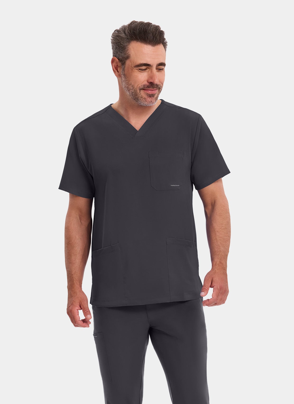 Healing Hands Mathew Scrub Top - Pewter
