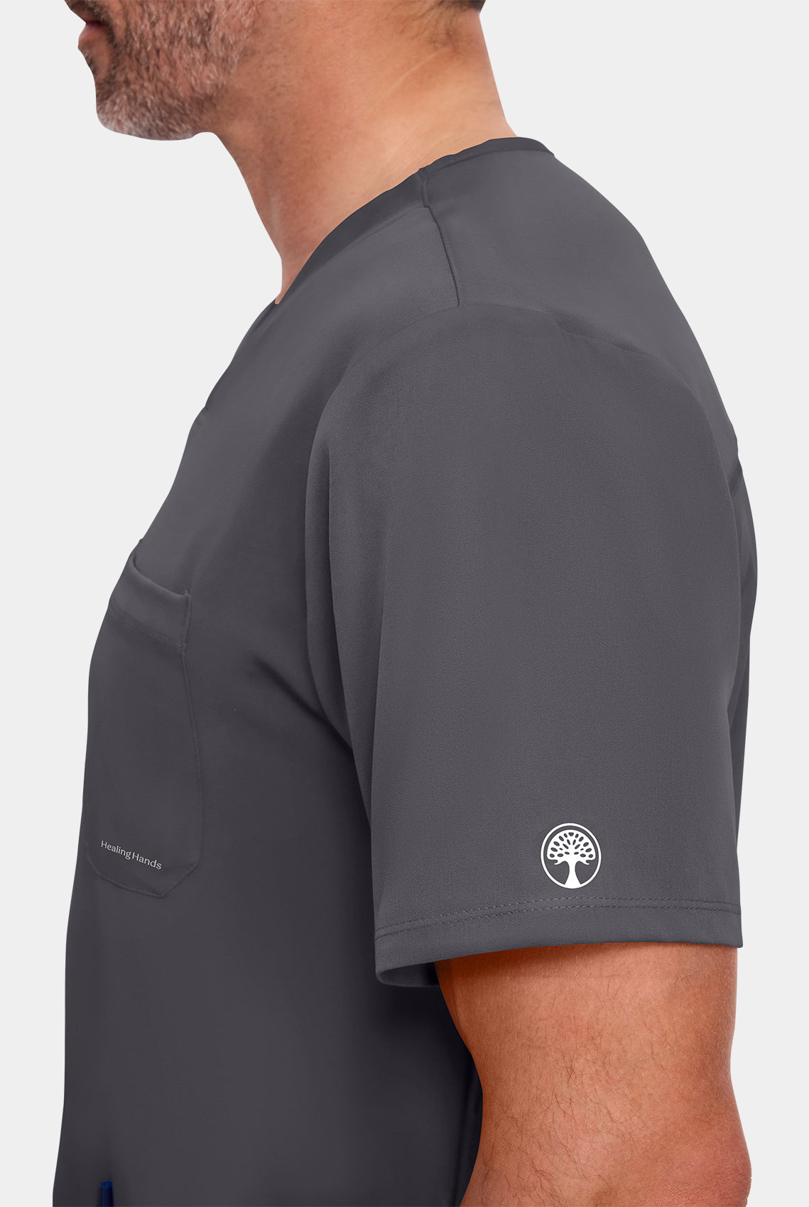 Healing Hands Mathew Scrub Top - Pewter