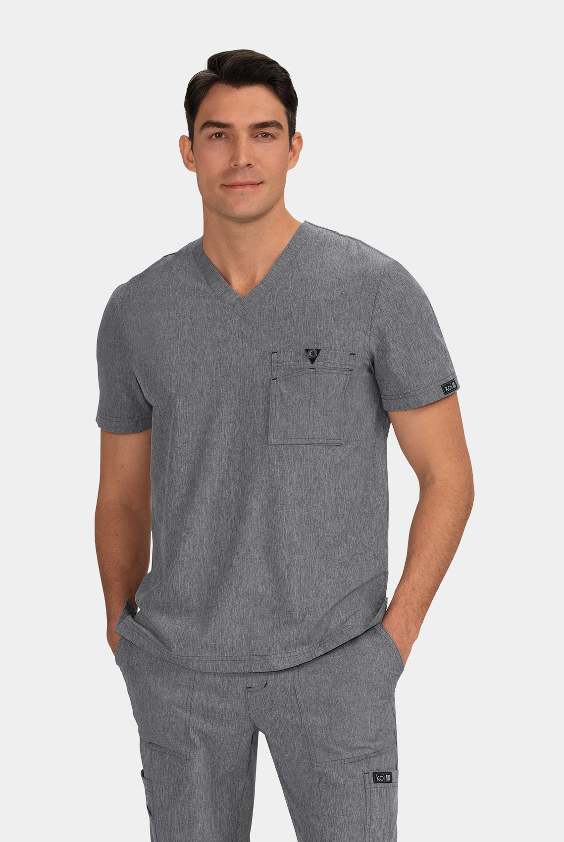 Koi Basics Bryan Scrub Top - Heather Grey