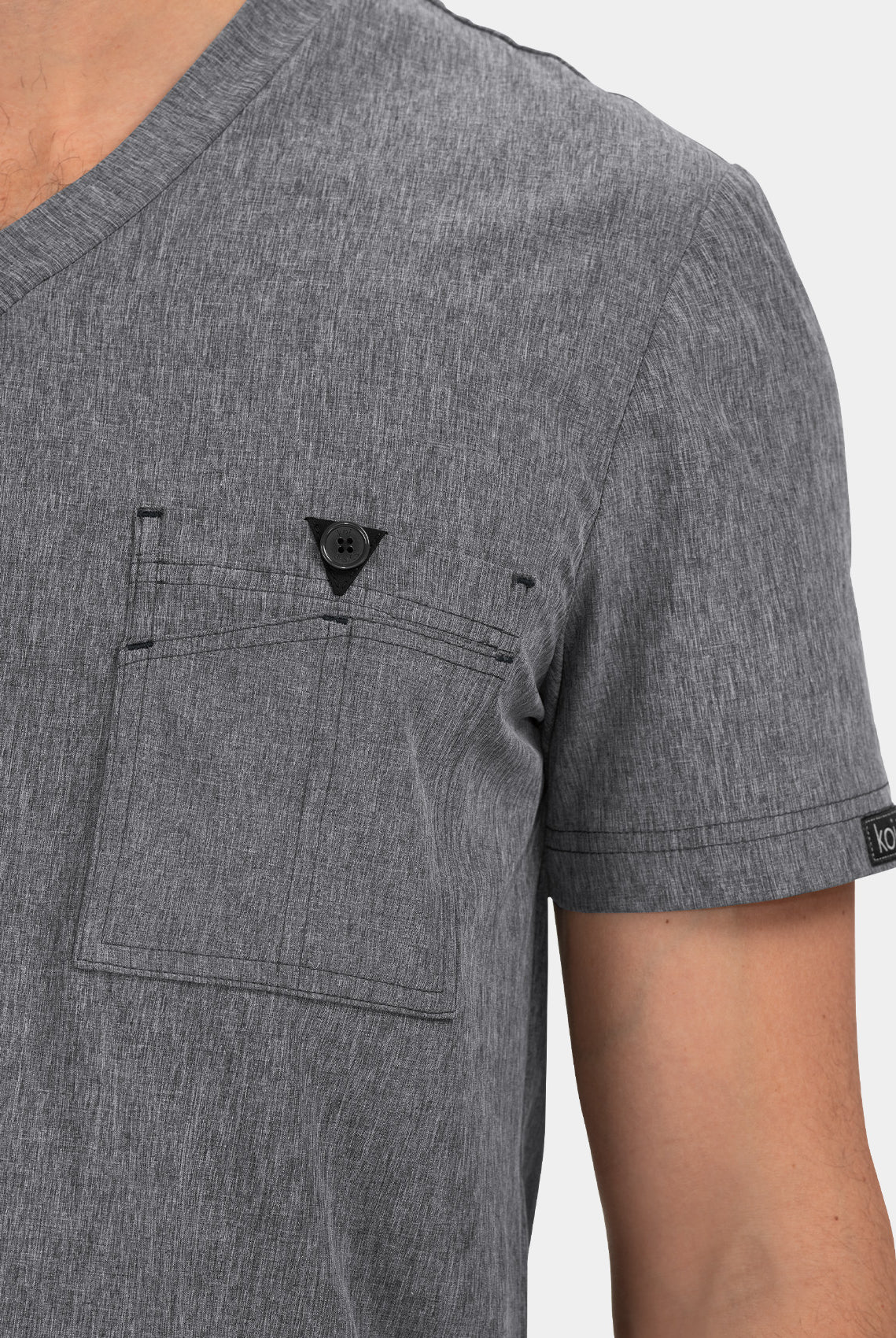 Koi Basics Bryan Scrub Top -  Heather Grey - Front